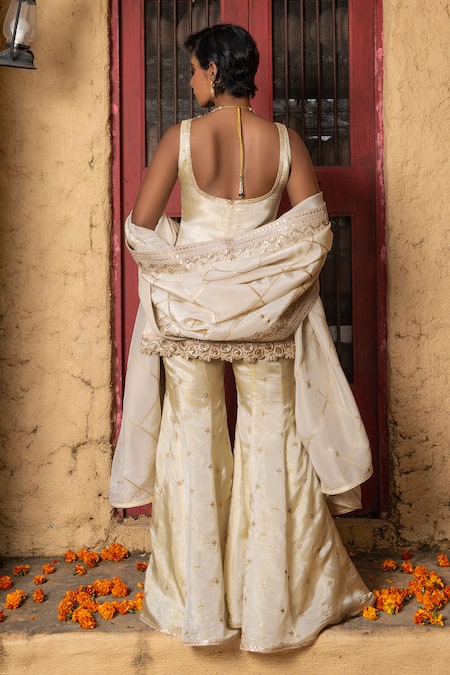 Monk & Mei By Sonia Anand Mihira Embroidered Kurta Sharara Set 