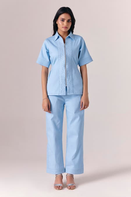 Savaaya Skyline Grace Denim Shirt & Pant Set 