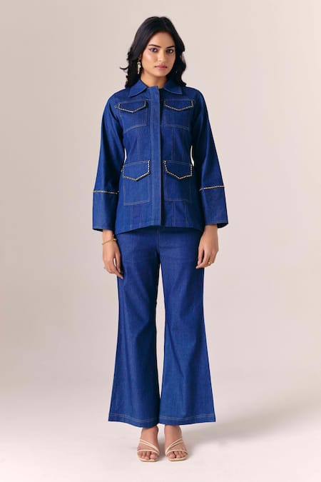 Savaaya Nova Denim Top Pant Set 