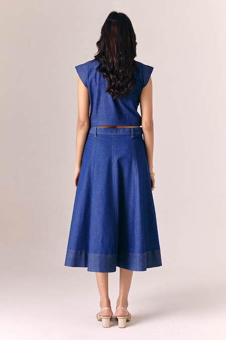 Savaaya Gilded Denim Top & Skirt Set 