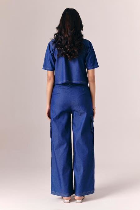 Savaaya Sway Denim Top Pant Set 