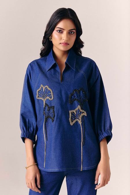 Savaaya Indigo Petal Shirt 