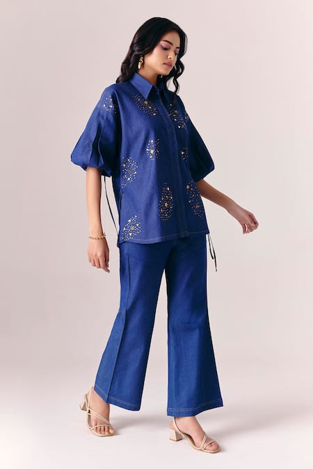 Savaaya Aurelia Denim Shirt & Pant Set 