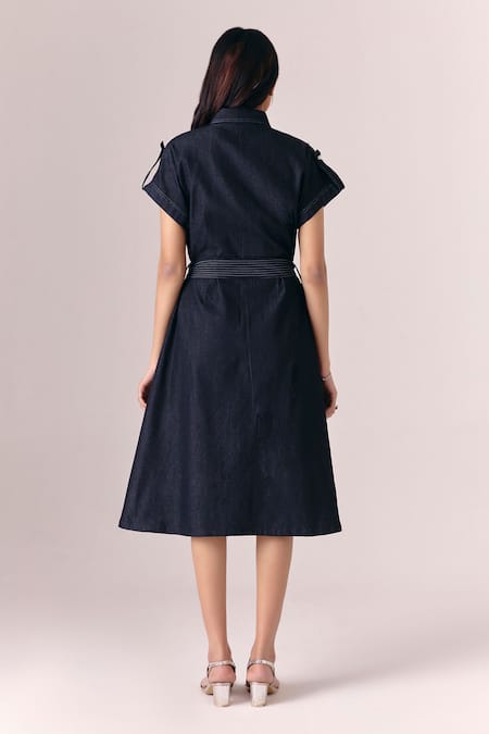 Savaaya Starlit Handwork Pearl Collared Dress 