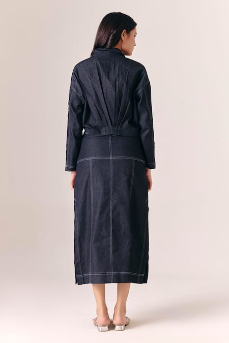 Savaaya Midnight Tide Denim Jacket & Skirt Set 