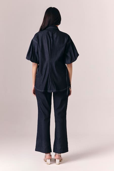 Savaaya Midnight Pearl Denim Shirt With Nightline Pant 