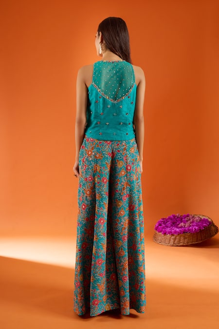 Samyukta Singhania Silk Embroidered Top Sharara Set 