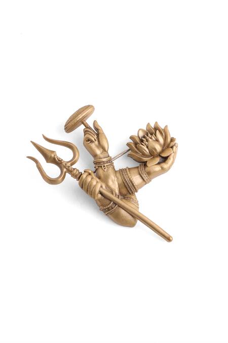 Shop_Cosa Nostraa_Gold Brooches Divine Trinity Power _Online_at_Aza_Fashions