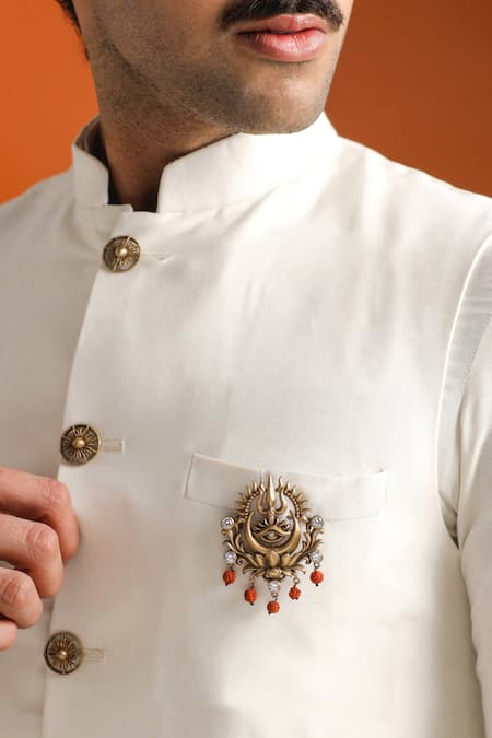 Cosa Nostraa Sacred Trishul Emblem Brooch 