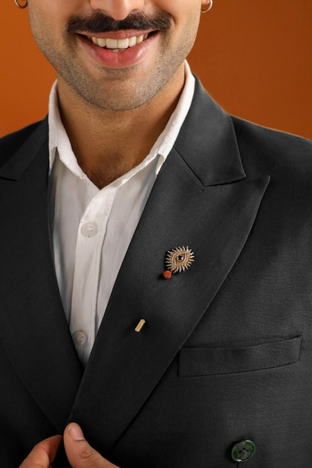 Cosa Nostraa Antique Carved Set of Lapel Pin & Brooch Set 