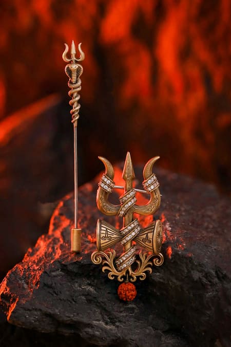 Cosa Nostraa Antique Carved Set of Lapel Pin & Brooch Set 