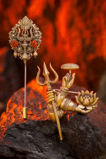 Cosa Nostraa Antique Carved Set of Lapel Pin & Brooch Set 