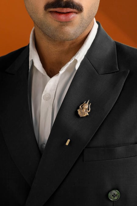 Cosa Nostraa Antique Oxidised Set of Lapel Pin & Brooch Set 