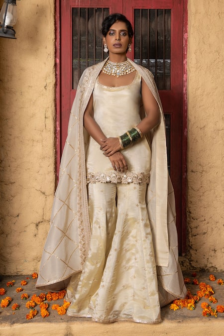 Monk & Mei By Sonia Anand Mihira Embroidered Kurta Sharara Set 