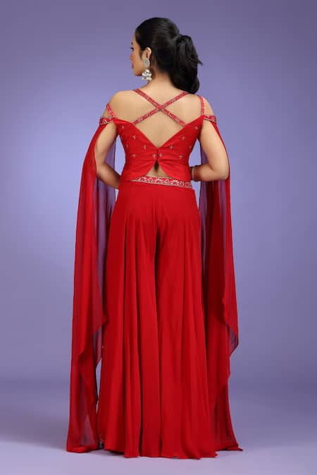 Jhambthreads Sequin Work Cape Sleeve Blouse Lehenga Set 