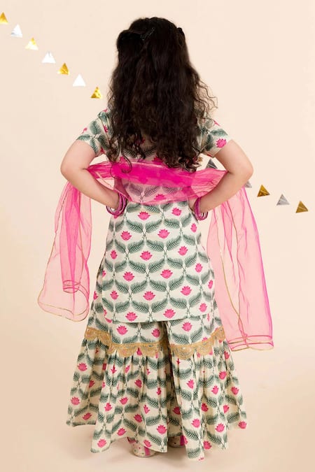 Shop Jhambthreads Multi Color Cotton, Net Embroidery Printed And Kurta Set at Aza Fashions Shop_Jhambthreads_Multi Color Cotton, Net Embroidery Printed And Kurta Set _at_Aza_Fashions