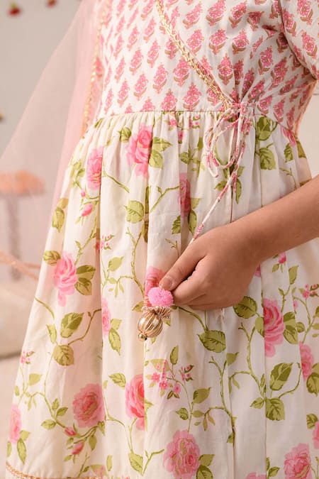 Shop Jhambthreads Multi Color Cotton, Net Embroidery Printed Kurta Sharara Set Online at Aza Fashions Shop_Jhambthreads_Multi Color Cotton, Net Embroidery Printed Kurta Sharara Set _Online_at_Aza_Fashions