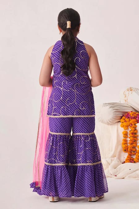 Jhambthreads Printed Embroidered Georgette Kurta Set 