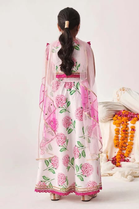 Jhambthreads Floral Print Blouse Lehenga Set 