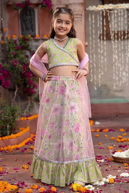 Jhambthreads Printed & Embroidered Cotton Lehenga Set 