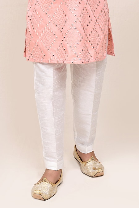 Jhambthreads Pink Silk Mirrors Work Kurta And Pant Set Online at Aza Fashions Jhambthreads_Pink Silk Mirrors Work Kurta And Pant Set _Online_at_Aza_Fashions