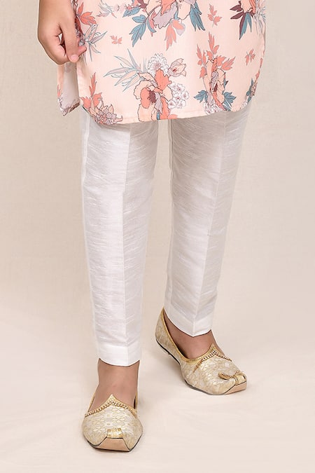 Jhambthreads Peach Silk, Cotton Printed Kurta And Pant Set Online at Aza Fashions Jhambthreads_Peach Silk, Cotton Printed Kurta And Pant Set _Online_at_Aza_Fashions