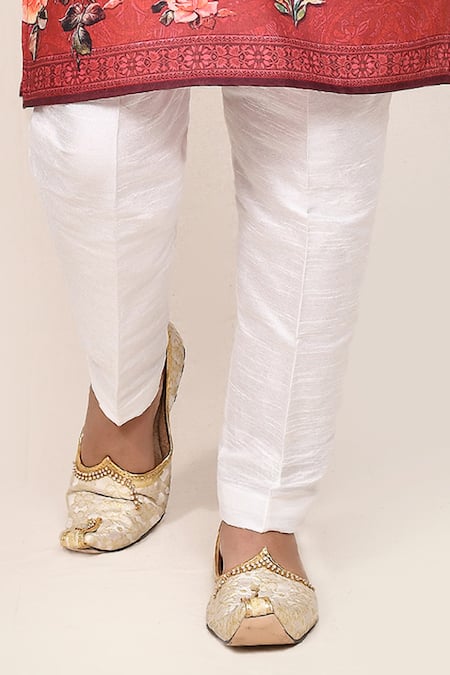 Jhambthreads Red Silk, Cotton Floral Print Kurta Set Online at Aza Fashions Jhambthreads_Red Silk, Cotton Floral Print Kurta Set _Online_at_Aza_Fashions