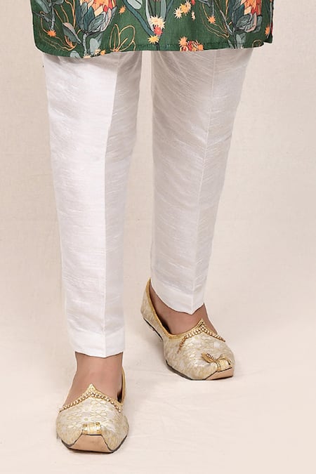 Jhambthreads Green Silk, Cotton Floral Print Kurta Set Online at Aza Fashions Jhambthreads_Green Silk, Cotton Floral Print Kurta Set _Online_at_Aza_Fashions