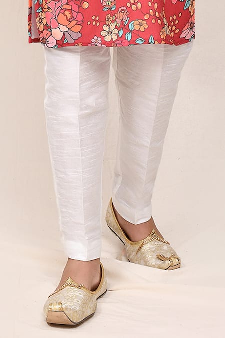 Jhambthreads_Red Silk, Cotton Printed Kurta Set _Online_at_Aza_Fashions