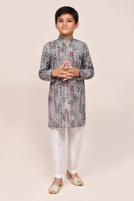 Jhambthreads Printed Cotton Silk Kurta & Pant Set 