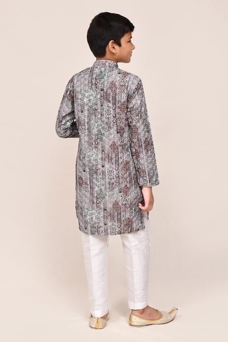 Jhambthreads Printed Cotton Silk Kurta & Pant Set 