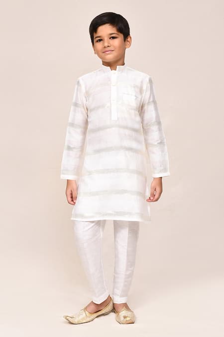 Jhambthreads Metallic Stripe Woven Kurta Set 