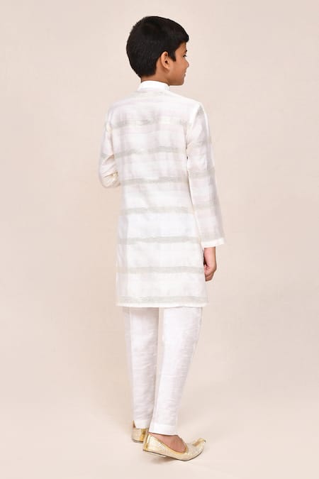 Jhambthreads Metallic Stripe Woven Kurta Set 