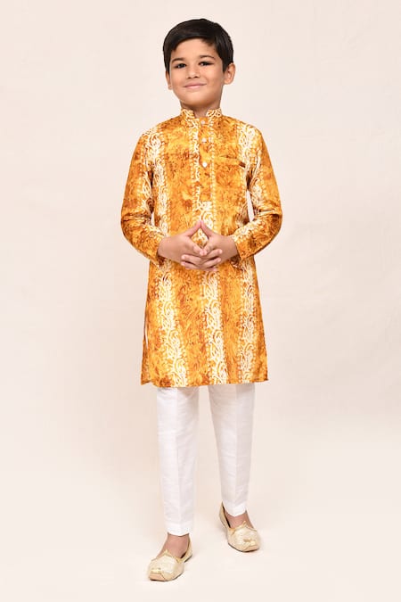 Jhambthreads Printed Silk Kurta & Pant Set 