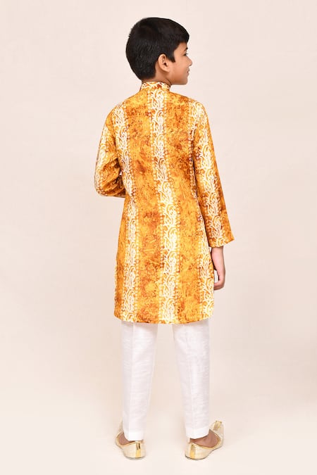 Jhambthreads Printed Silk Kurta & Pant Set 