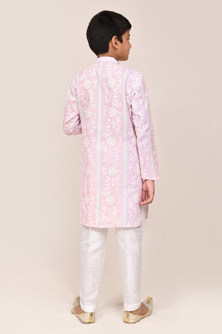 Jhambthreads Floral Embroidered Kurta Set 