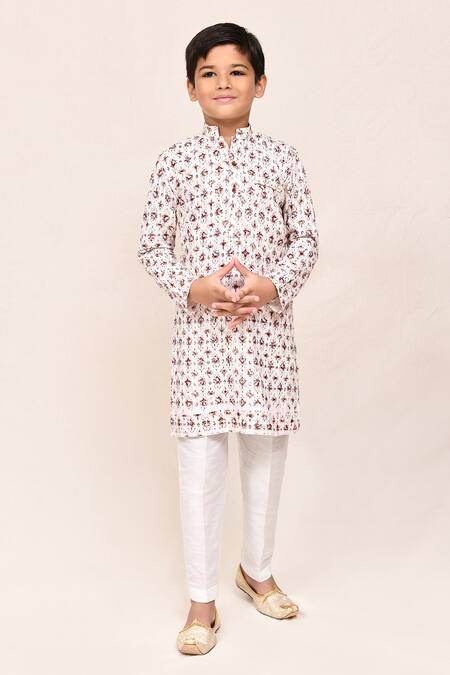 Buy_Jhambthreads_Cream Silk, Cotton Sequin Work Kurta And Pant Set _Online_at_Aza_Fashions