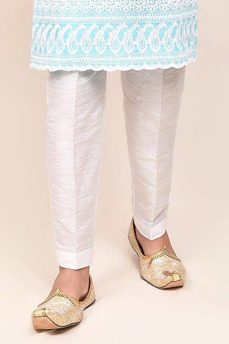 Jhambthreads Sky Blue Silk, Cotton Embroidery Thread Kurta And Pant Set Online at Aza Fashions Jhambthreads_Sky Blue Silk, Cotton Embroidery Thread Kurta And Pant Set _Online_at_Aza_Fashions