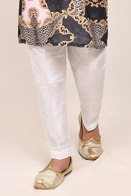 Jhambthreads Black Silk, Cotton Ornament Print Kurta Set Online at Aza Fashions Jhambthreads_Black Silk, Cotton Ornament Print Kurta Set _Online_at_Aza_Fashions