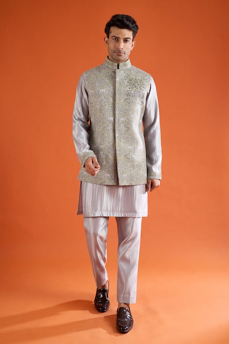 Qbik Animal Print Bundi & Kurta Set 