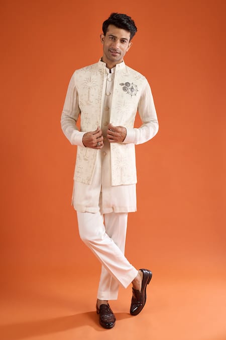 Qbik Thread Work Bundi & Kurta Set 