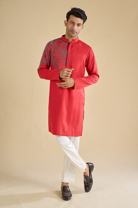 Qbik Geometric Pattern Straight Kurta & Pant Set 