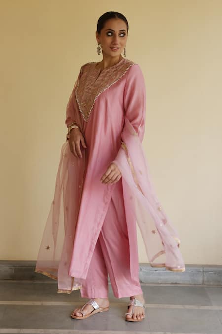 Apeksha Jain Label Meher Chanderi Kurta Pant Set 