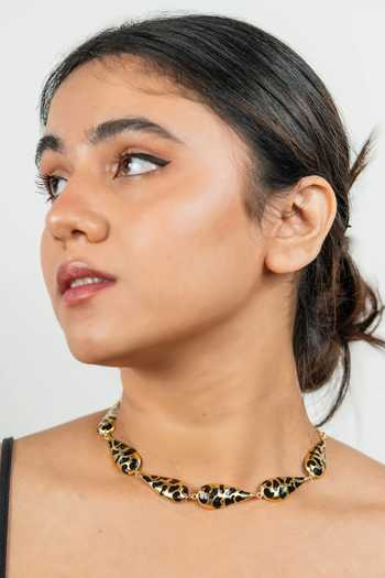 Bauble Bazaar_Black Cat Walk Glow Choker Necklace _at_Aza_Fashions