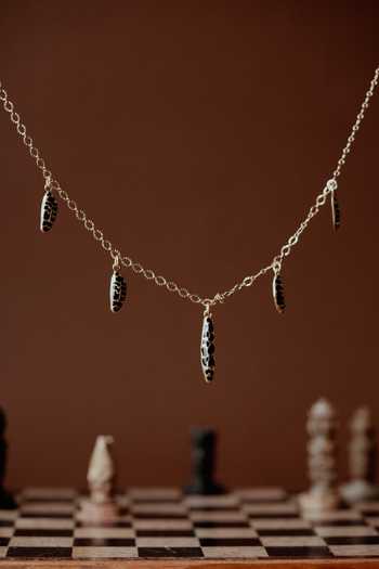 Buy_Bauble Bazaar_Black Enamel Wild Eyes Charm Necklace 