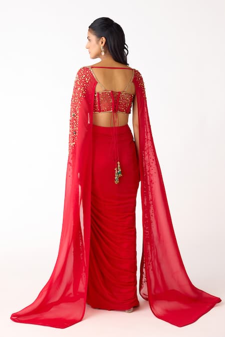 Basanti Kapde aur Koffee Glass Sequin Embroidered Cape & Skirt Set 