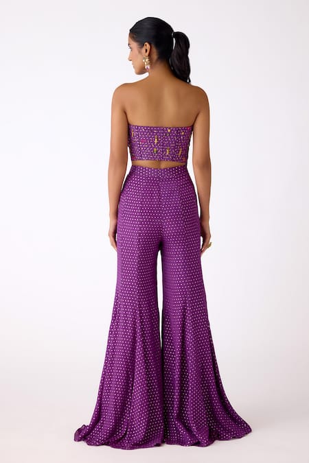 Basanti Kapde aur Koffee Mirror Embellished Chinon Blouse & Sharara Set 