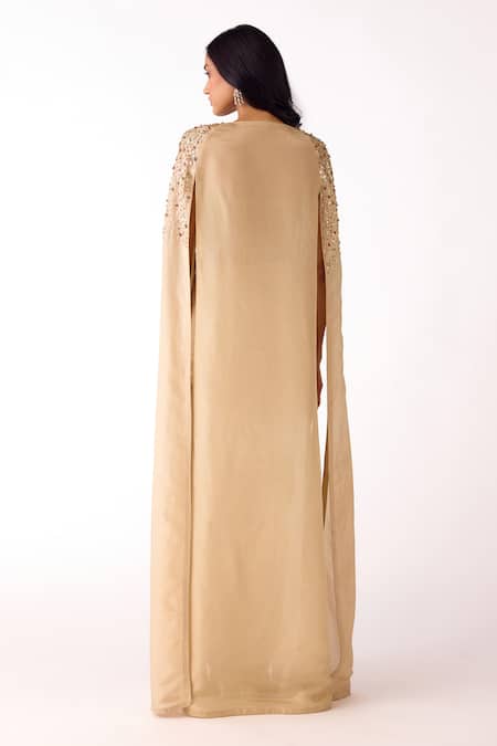 Basanti Kapde aur Koffee Embellished Cape & Skirt Set 