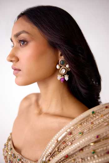Buy Basanti Kapde aur Koffee Gold Silk, Organza, Viscose Sequins, Stones Embellished Corset And Lehenga Set Buy_Basanti Kapde aur Koffee_Gold Silk, Organza, Viscose Sequins, Stones Embellished Corset And Lehenga Set