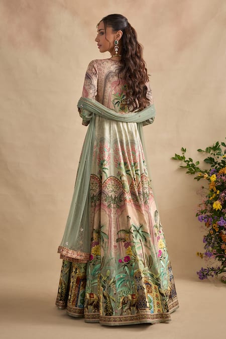 Kalista Shloka Floral Print Anarkali With Dupatta 